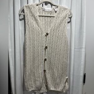 Ivory Knit Vest Vintage Linen Cotton Blend Bohemian Vibes Size Medium
